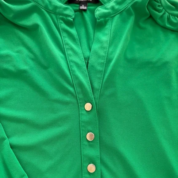 Premise Collared Blouse Green Size Large - Picture 4 of 10